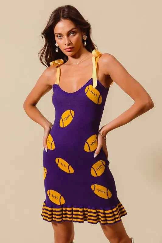 SO ME Gameday Football Knitted Mini Dress