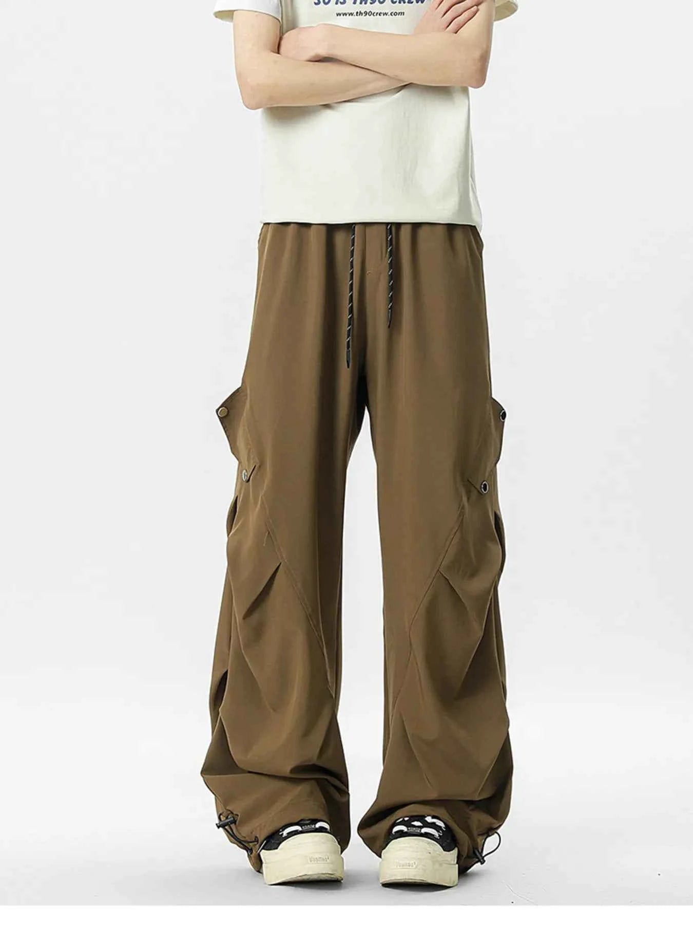 Men's Oversized Wide Leg Cargo Pants with Drawstring