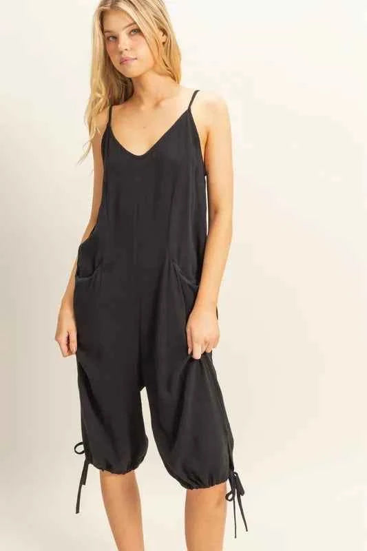 HYFVE V-Neck Pocket Detail Side Tie Hem Romper