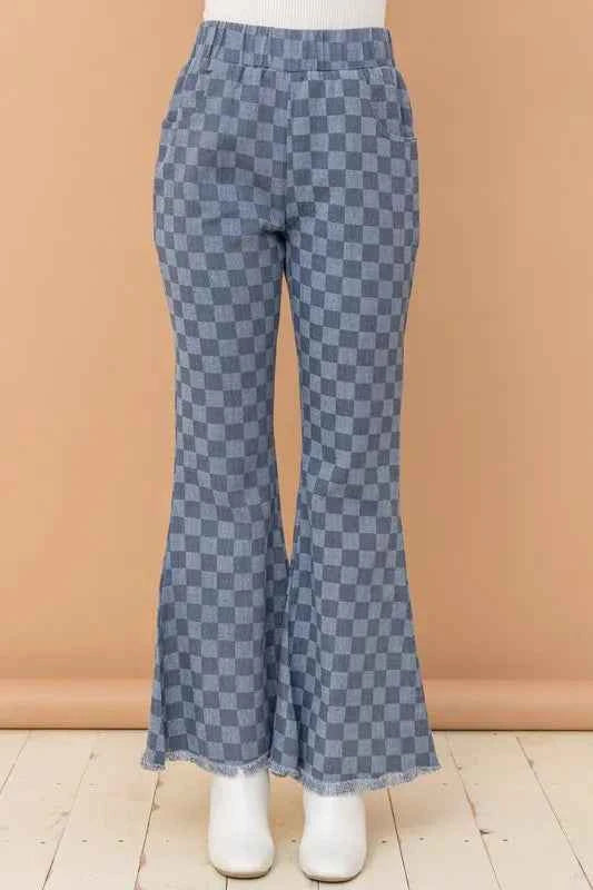 And The Why Checkerboard High Waist Bell Pants