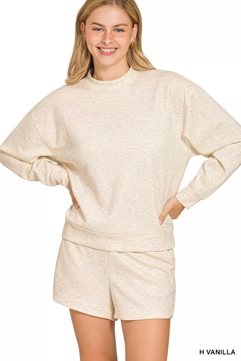 Scuba Long Sleeve Sweatshirt and Shorts Set in H VANILLA