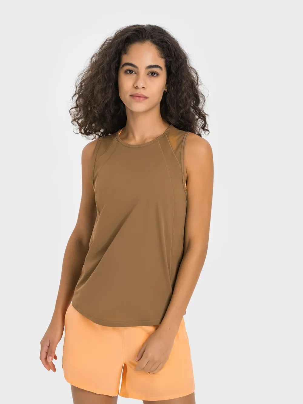 Cutout Back Round Neck Active Tank — Livostyle