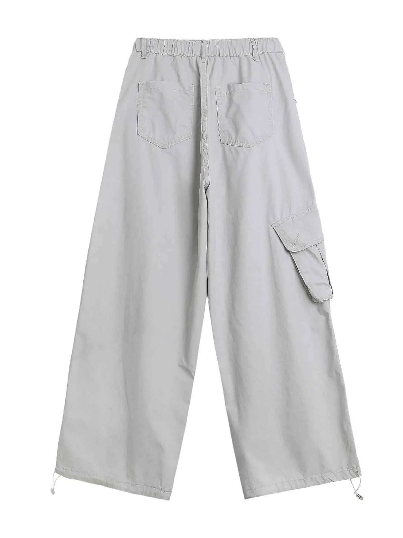 Men's Wide Leg Cargo Pants with Elastic Waist