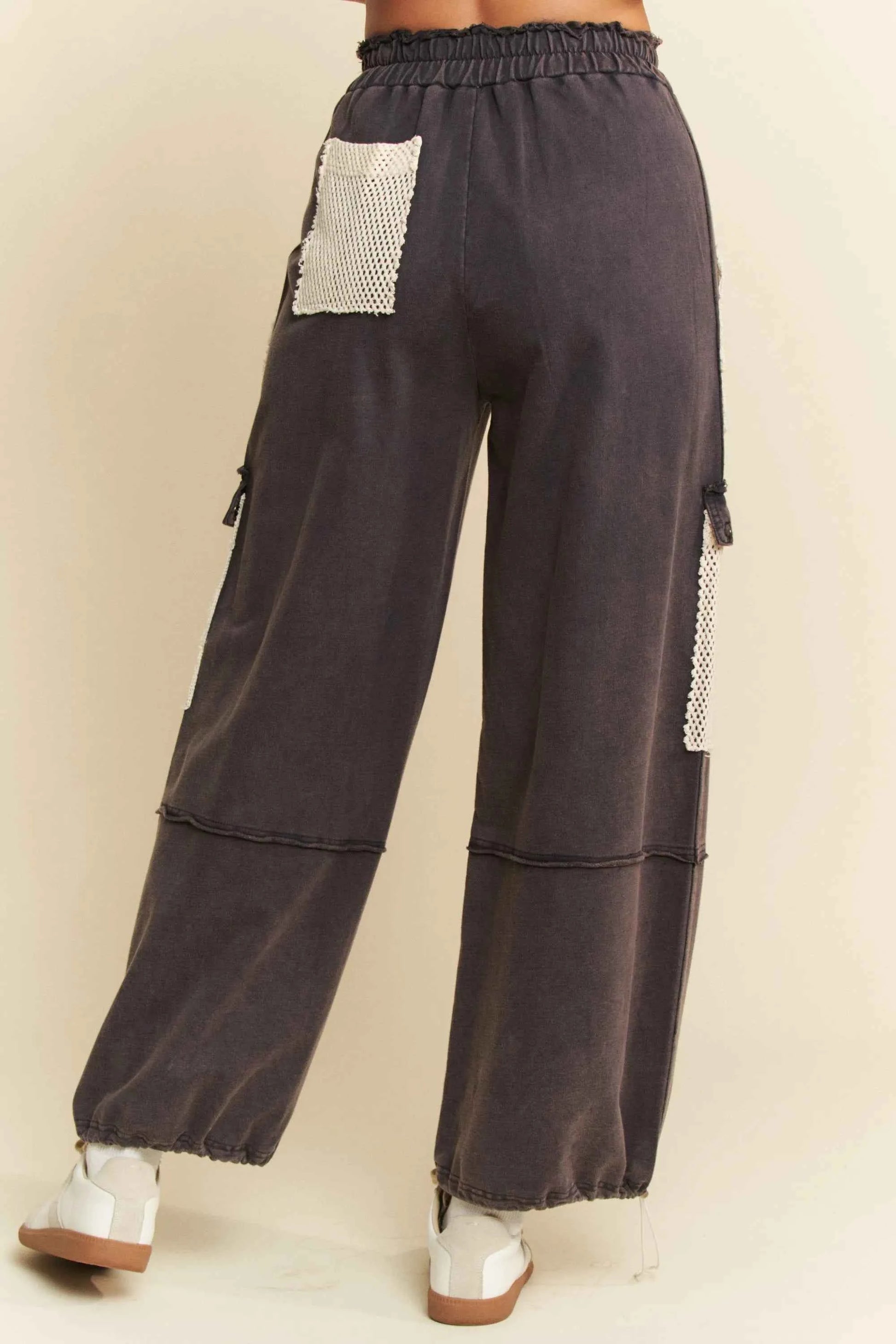 Davi & Dani Lace Patchwork Bottom Opening Adjustable Pants