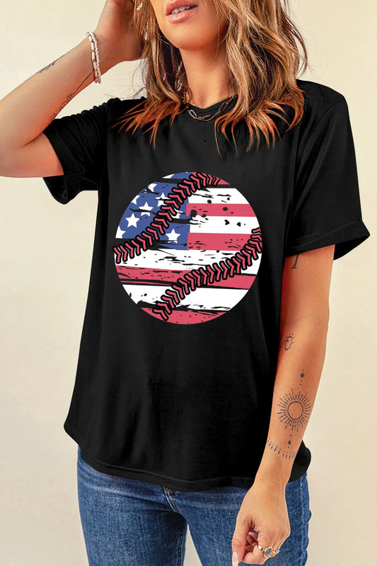 US Flag Round Neck Short Sleeve T-Shirt detail — Livostyle
