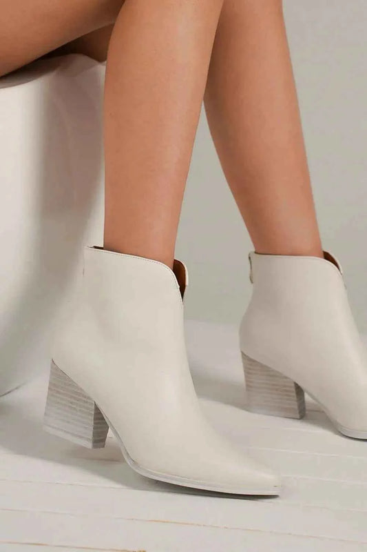 Trendy PU Leather Block Heel Boots with Chic Back Zippers