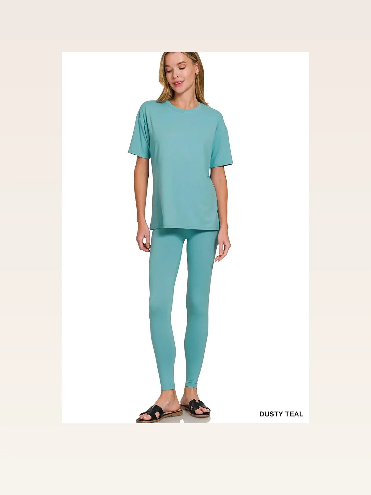 Brushed Microfiber Short Sleeve Top and Pants Lounge Set – photo 3