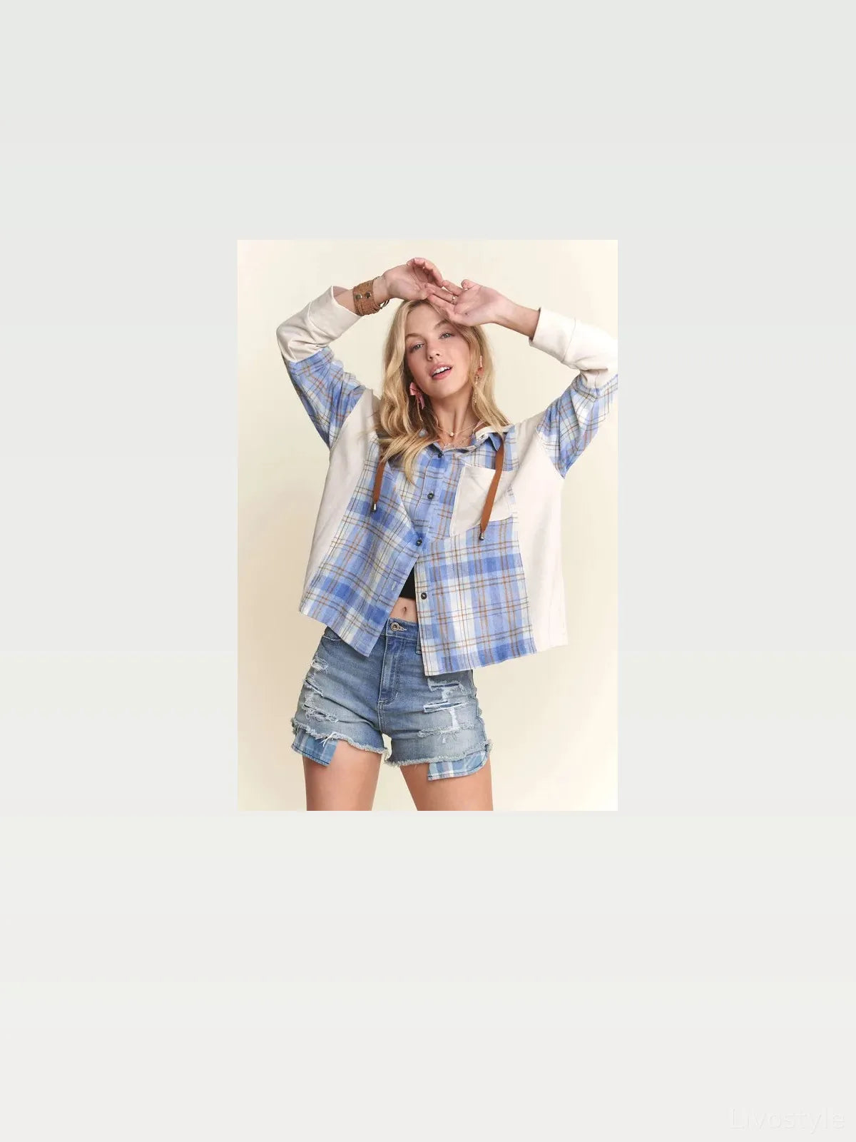 Plaid Hoodie-Shirt Hybrid with Button-Down Design — styled showcase — Livostyle