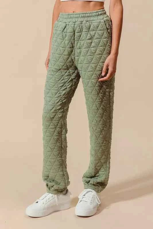 SO ME Triangle Quilted Straight Jogger Pants