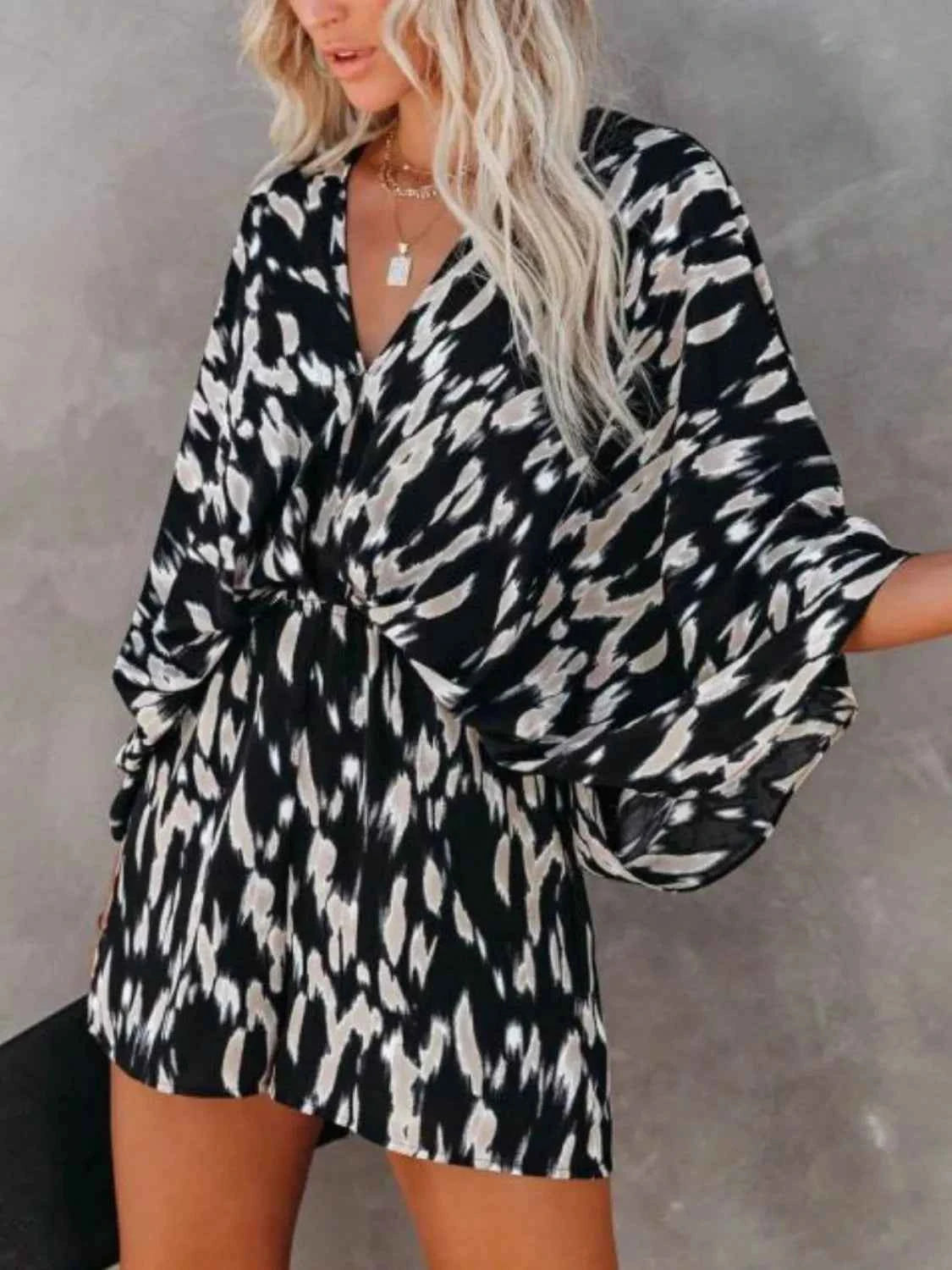 Oversized Tied Back Printed Romper
