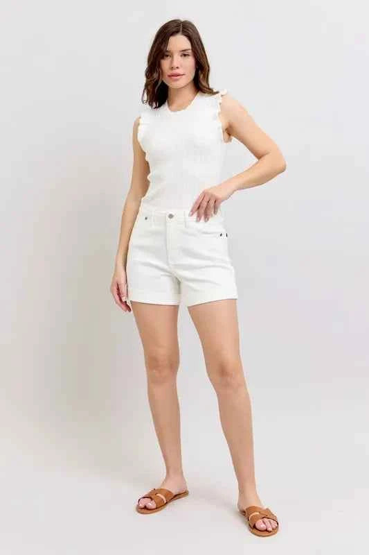 Judy Blue Full Size High Waist Double Roll Cuff Denim Shorts Plus Size