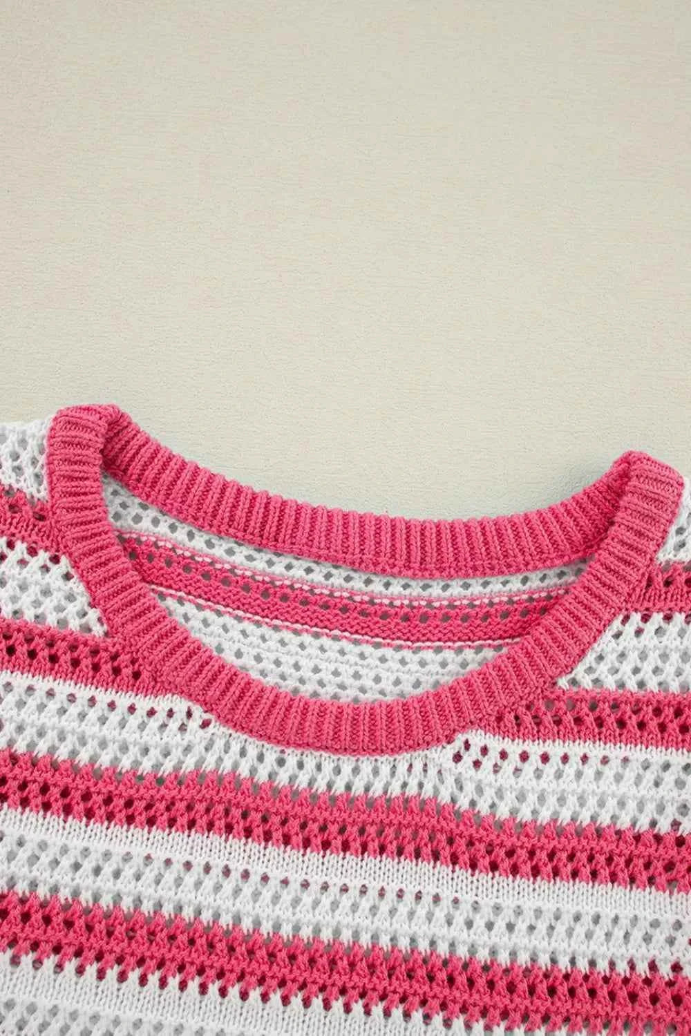 Stripe Hollowed Knit Sleeveless Sweater Dress