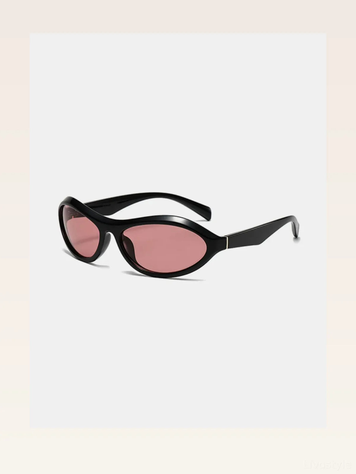 Retro Oval Pink Lens Cat Eye Polycarbonate Sunglasses — styled showcase — Livostyle