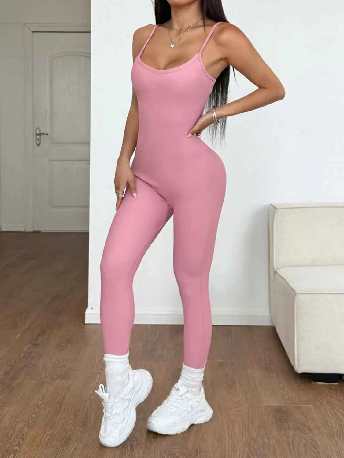 Spaghetti Strap Scoop Neck Bodycon Jumpsuit