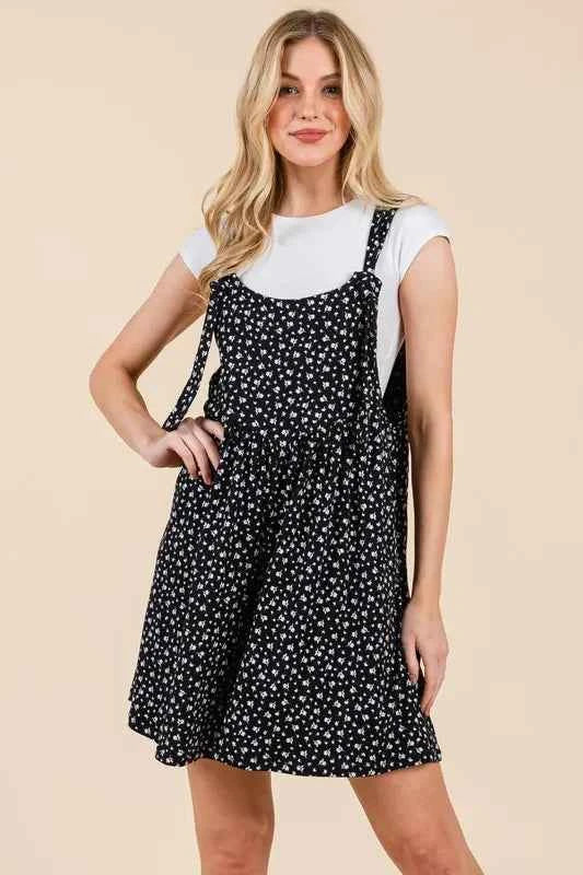 BOMBOM Floral Print Overalls with Pockets