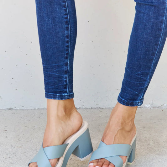 Cherish The Moments Contrast Platform Sandals in Misty Blue — square view — Livostyle