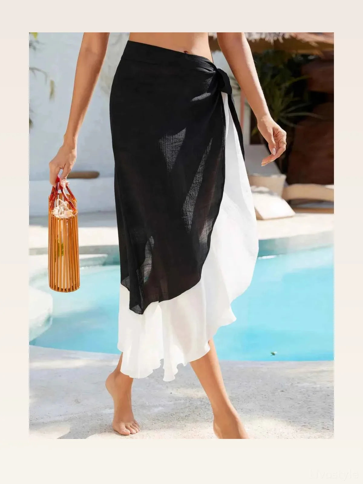 Contrast Tied Swim Cover Up Skirt — styled showcase — Livostyle