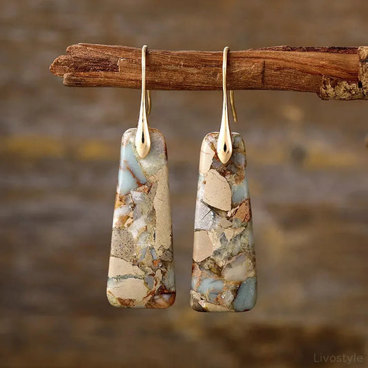 Copper Natural Stone Earrings — square view — Livostyle