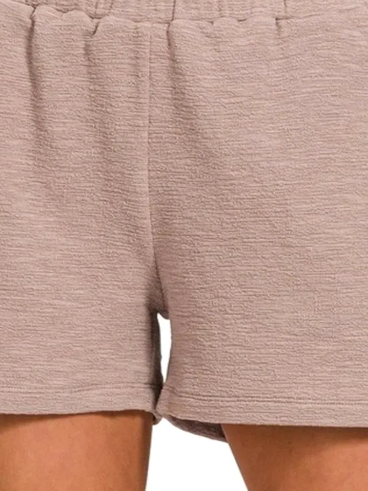 Cotton Slub Shorts in Ash Mocha — detail view — Livostyle