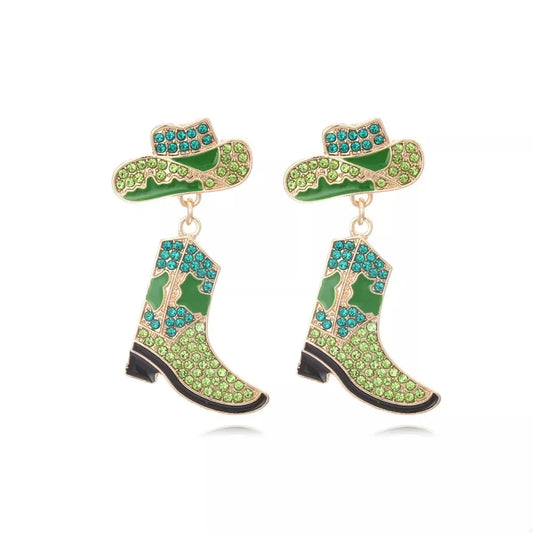 Cowboy Hat and Boot Dangle Earrings — square view — Livostyle