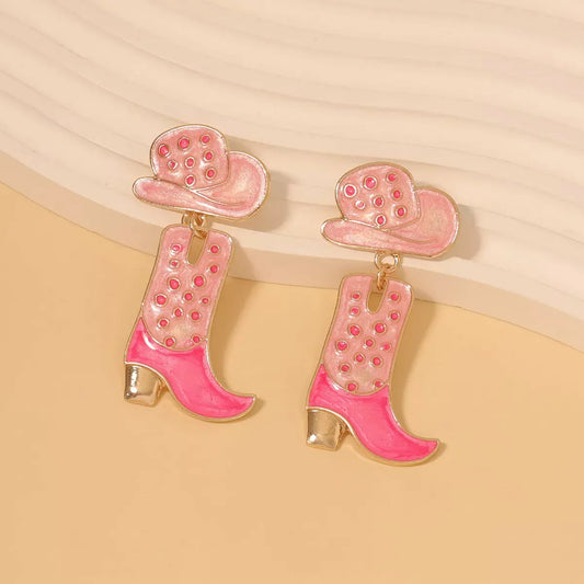 Cowgirl Boot and Hat Dangle Earrings — square view — Livostyle
