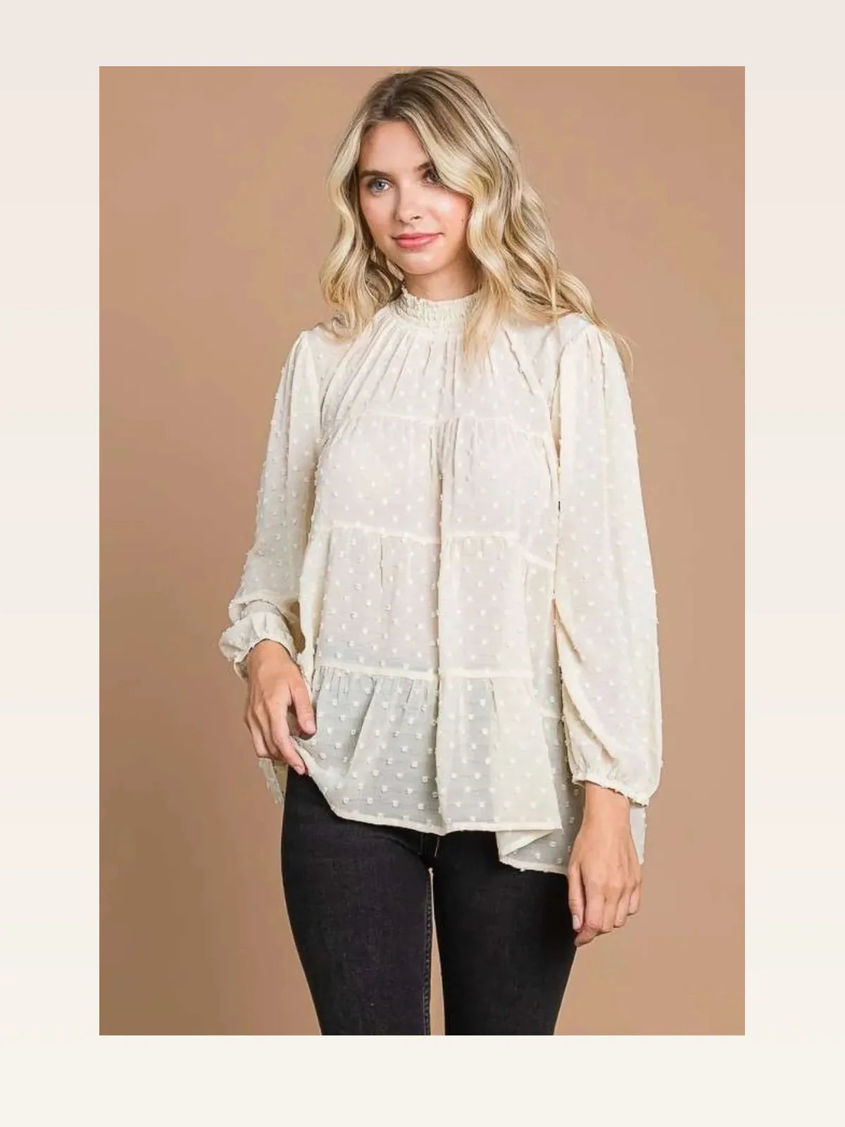 Swiss Dot Smocked Blouse: Elegance & Comfort — styled showcase — Livostyle