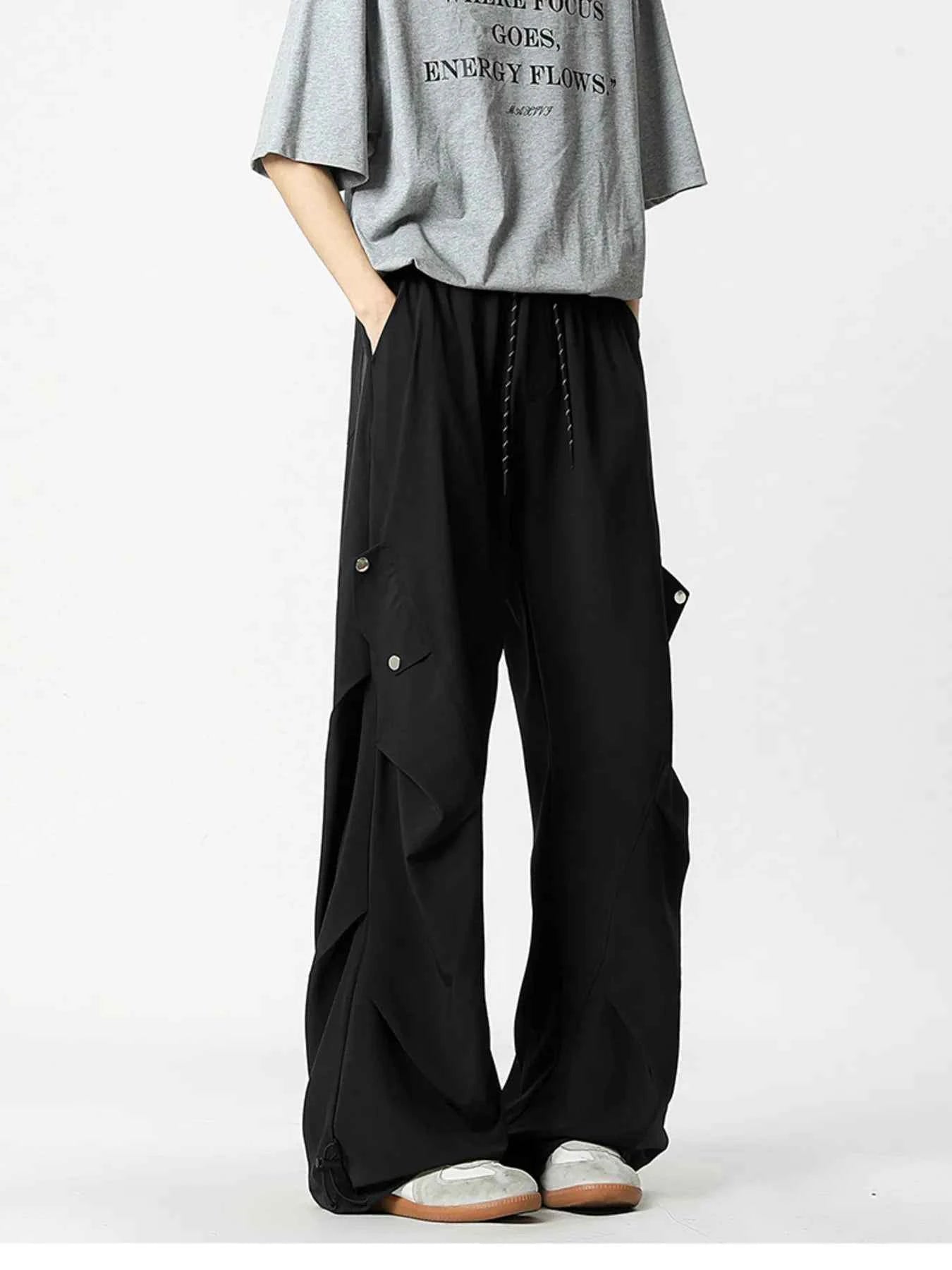 Men's Oversized Wide Leg Cargo Pants with Drawstring