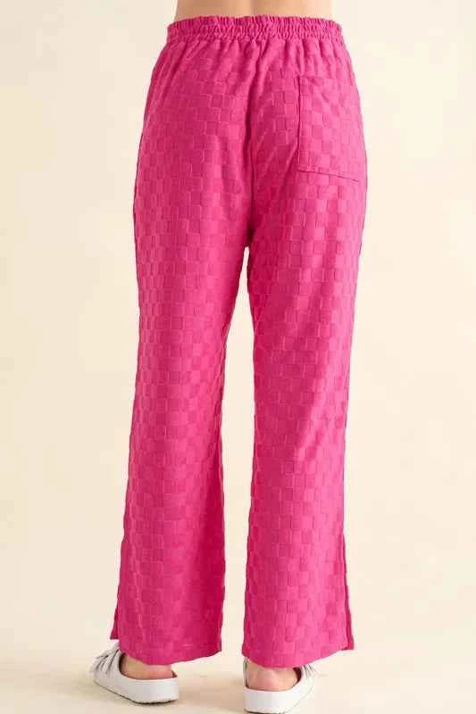 And The Why Brushed Texture Checker Board Pattern Casual Pants