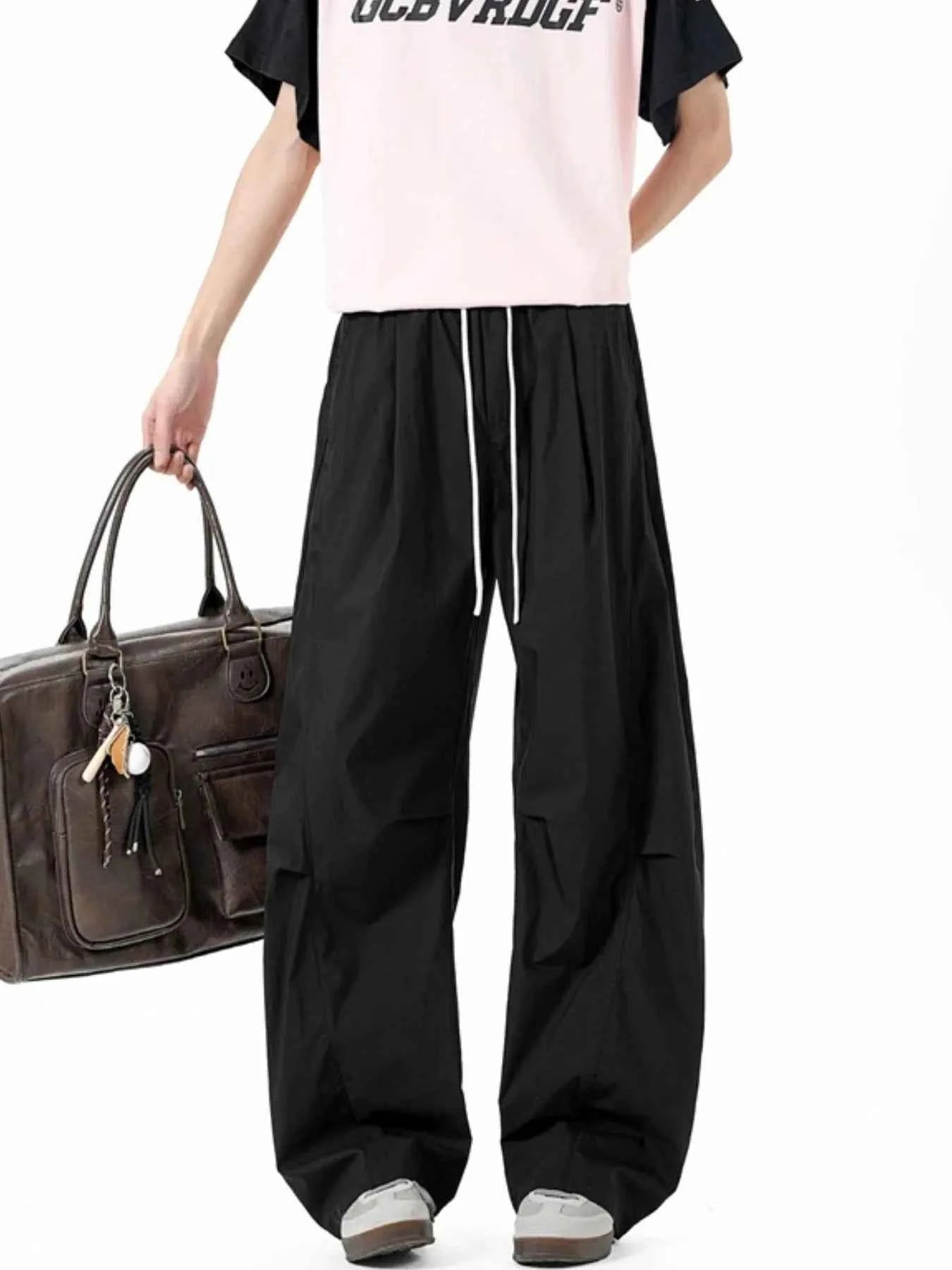 Men's Elastic Waist Wide Leg Pants