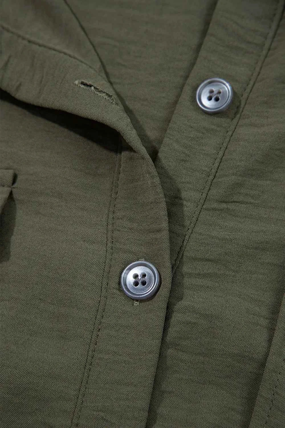 Half Button Belted Utility Short Sleeve Jumpsuit