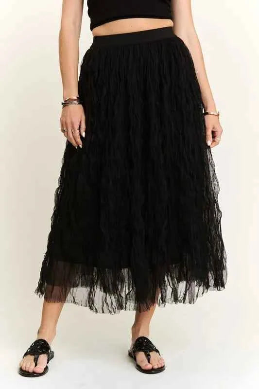 ADORA Elastic Waist Cloud Fluffy Maxi Skirt