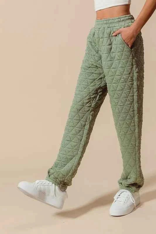 SO ME Triangle Quilted Straight Jogger Pants