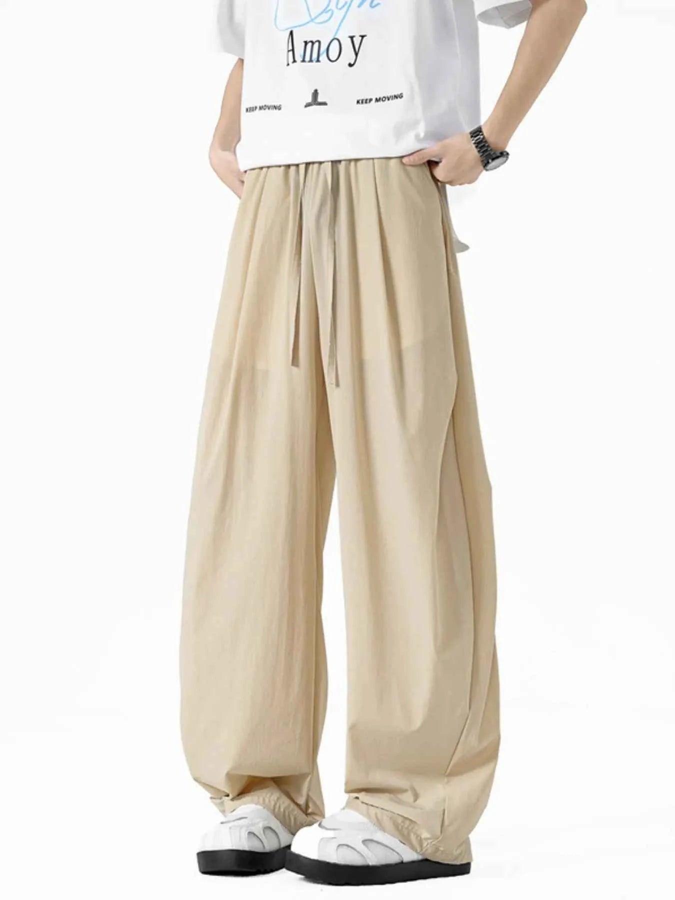 Men's Full Size Wide Leg Drawstring Pants Plus Size