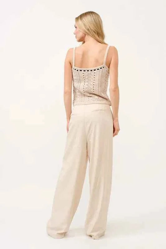 And The Why High-Rise Wide Leg Linen Blended Pants