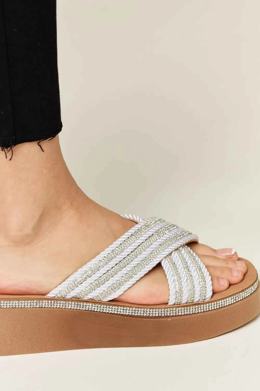Glamorous Rhinestone Embellished Platform Wedge Sandals