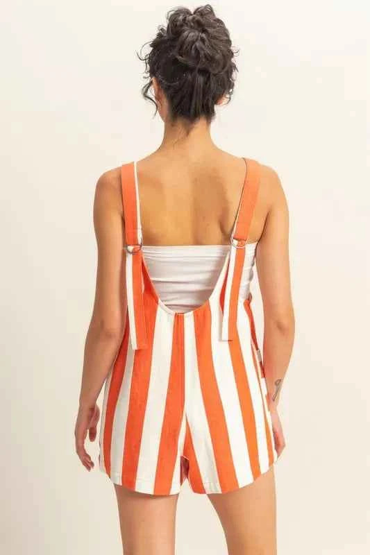 HYFVE Striped Sleeveless Overall Romper