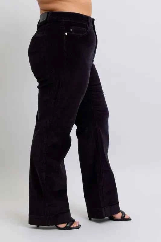 Judy Blue Full Size High Waist Corduroy Trouser Wide Plus Size