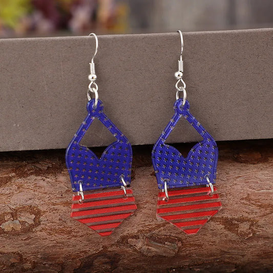 US Flag Pattern Acrylic Earrings detail — Livostyle