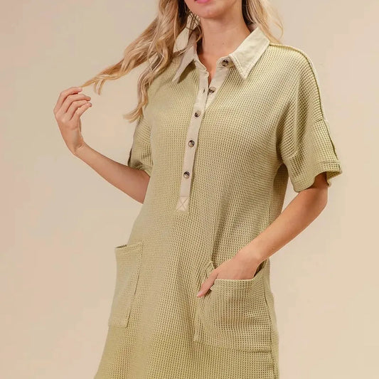 Chic Dip Dye Mineral Washed Knit Dress — square view — Livostyle