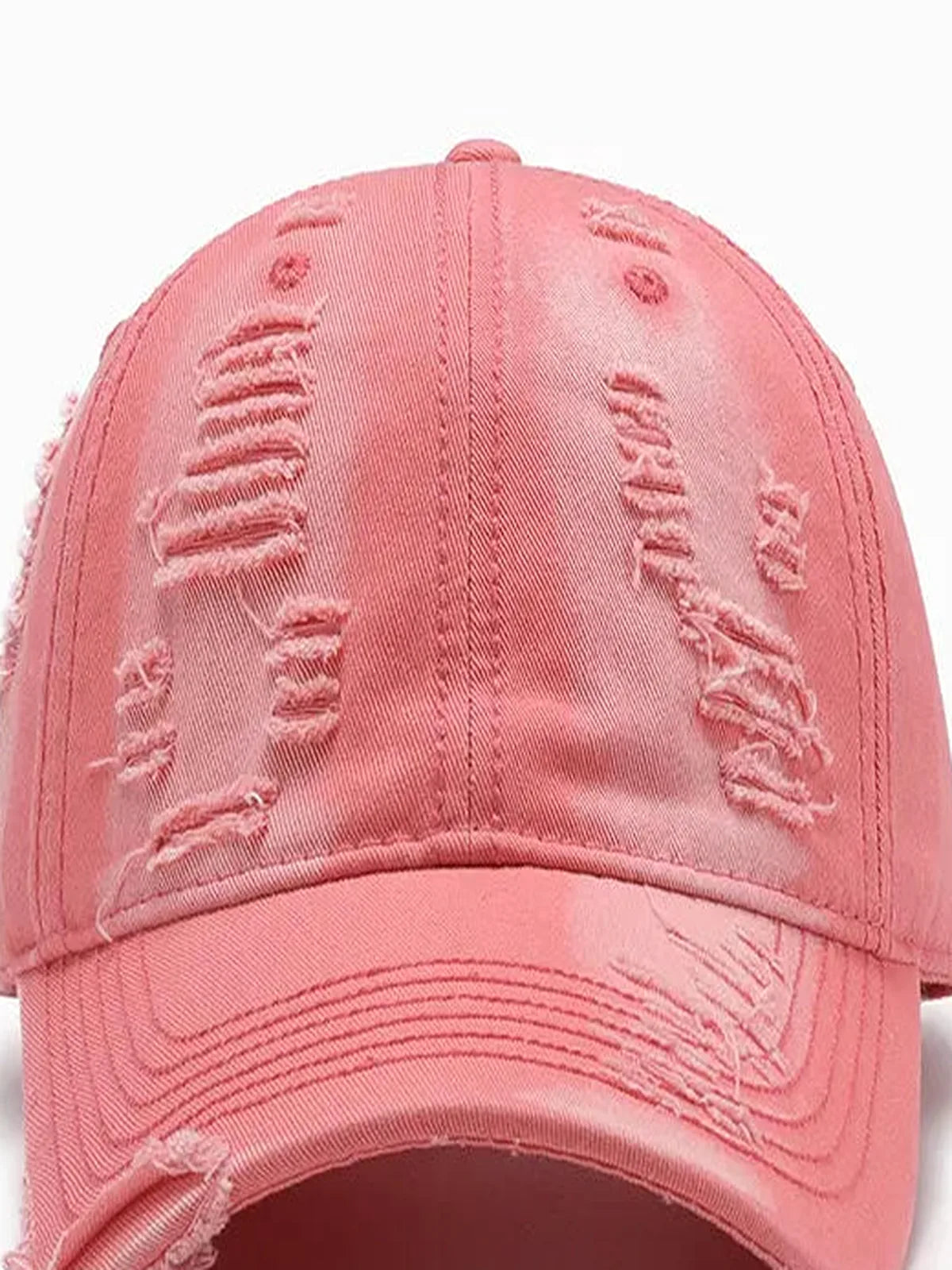 Burnt Coral Khaki Dad Distressed Baseball Cap — detail view — Livostyle