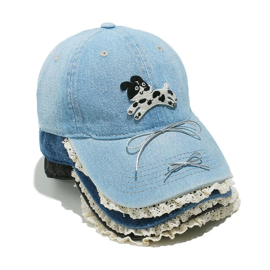 Dog Bow Adjustable Baseball Cap — square view — Livostyle