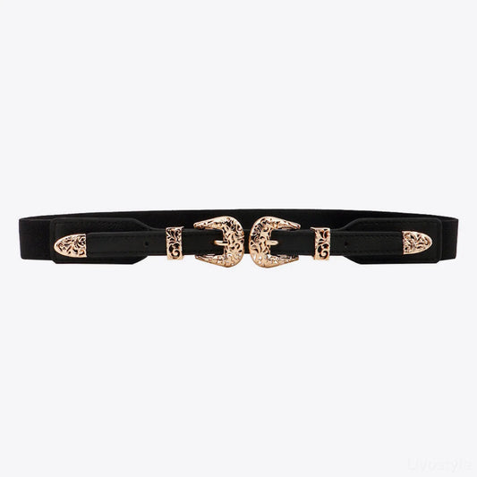 Double Buckle Elastic Belt — square view — Livostyle