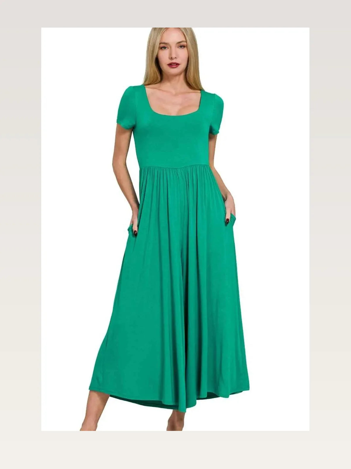 Double Layered Short Sleeve Jumpsuit with Pockets – photo 3