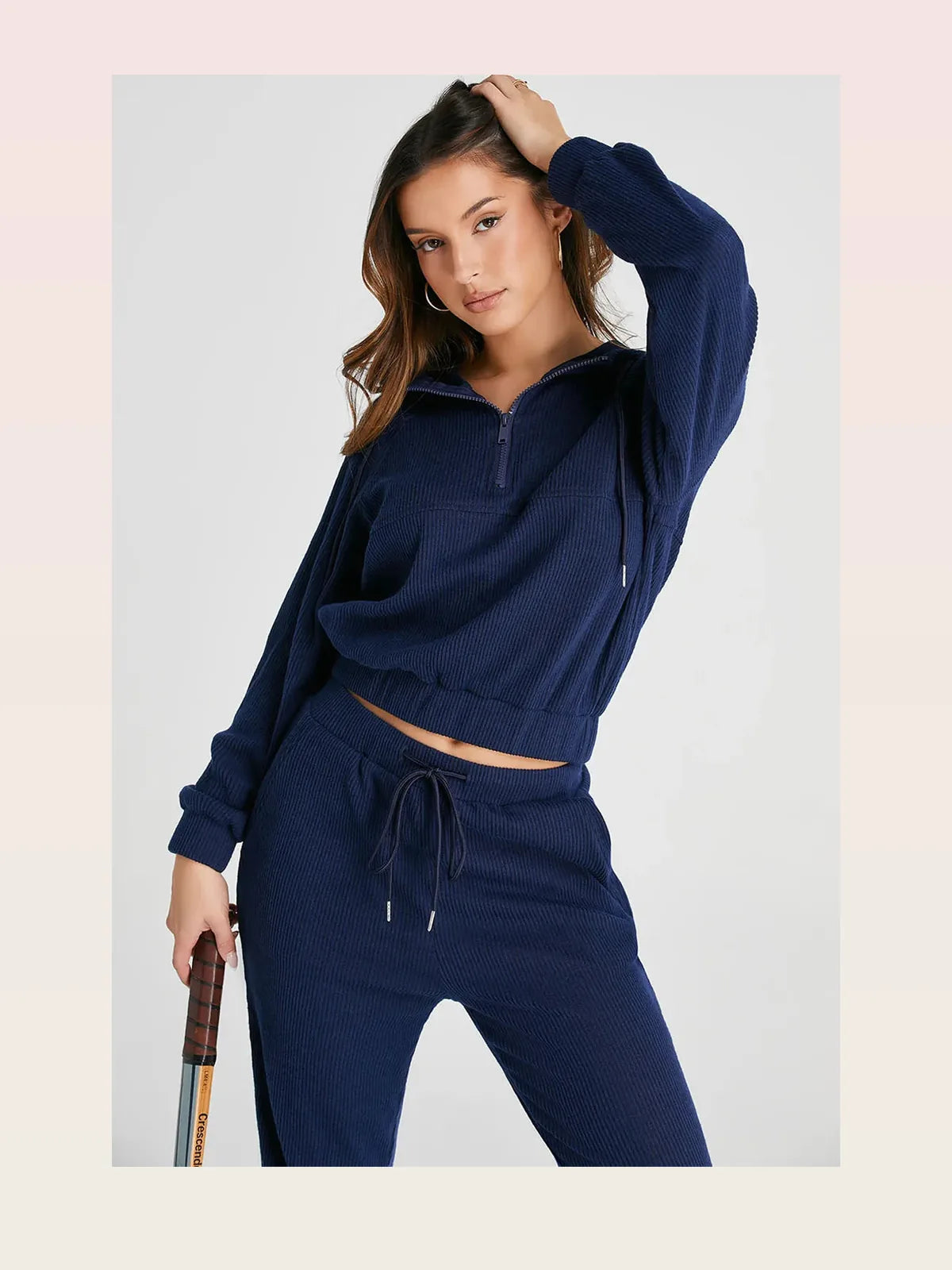 Drawstring Half Zip Hoodie and Joggers Active Set — styled showcase — Livostyle