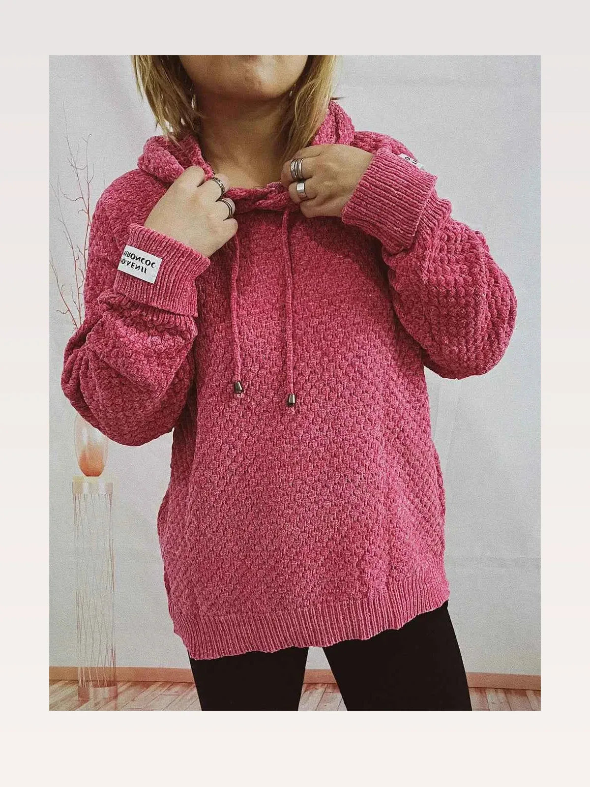 Drawstring Long Sleeve Hooded Sweater — styled showcase — Livostyle