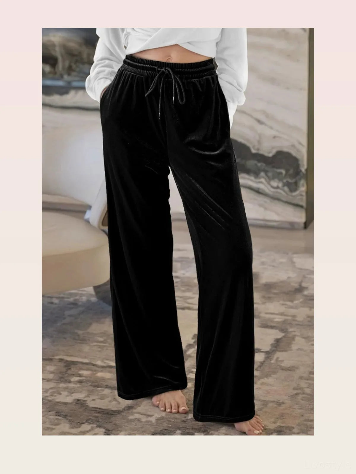 Drawstring Waist Wide Leg Active Pants — styled showcase — Livostyle