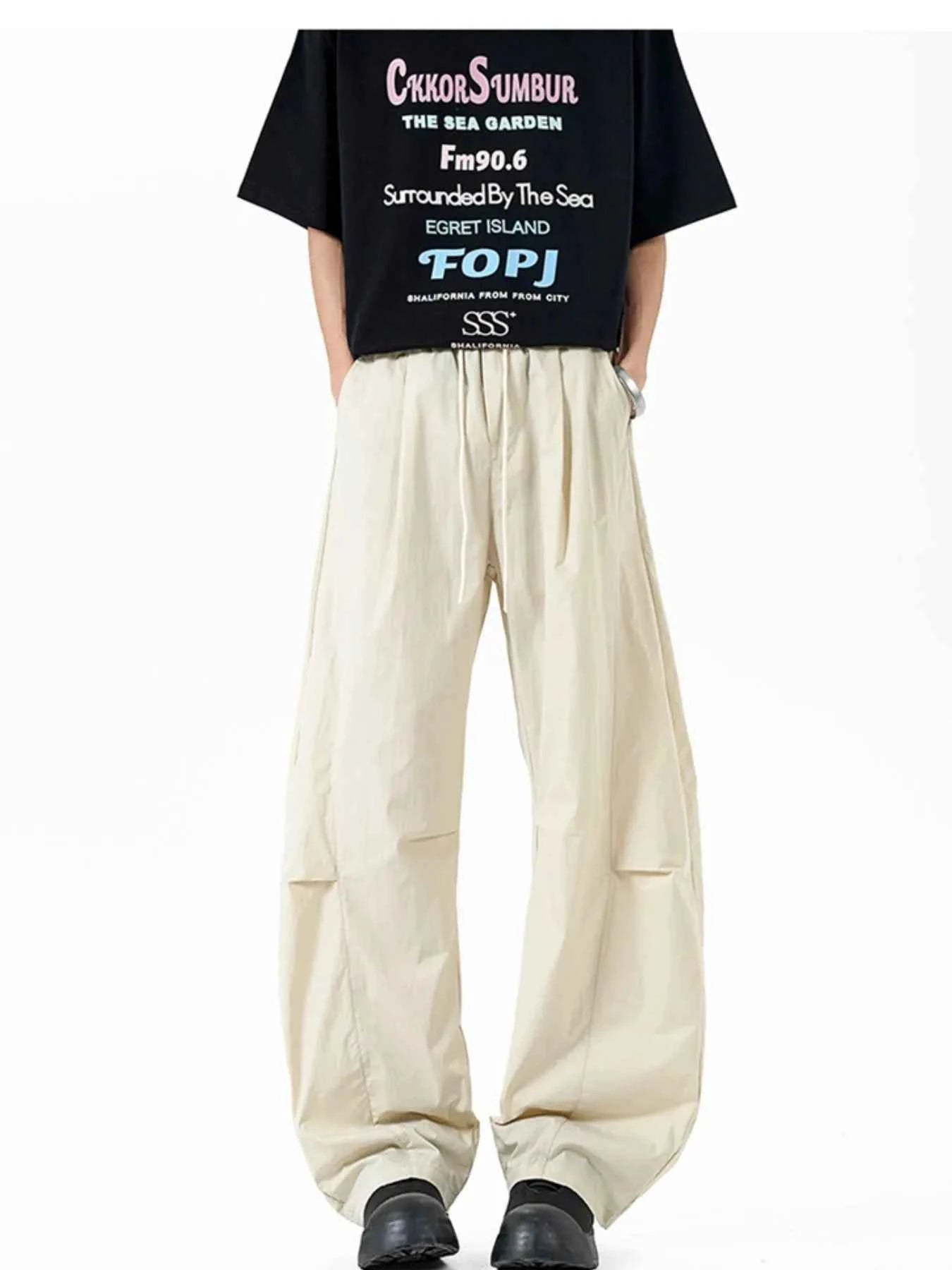 Men's Elastic Waist Wide Leg Pants