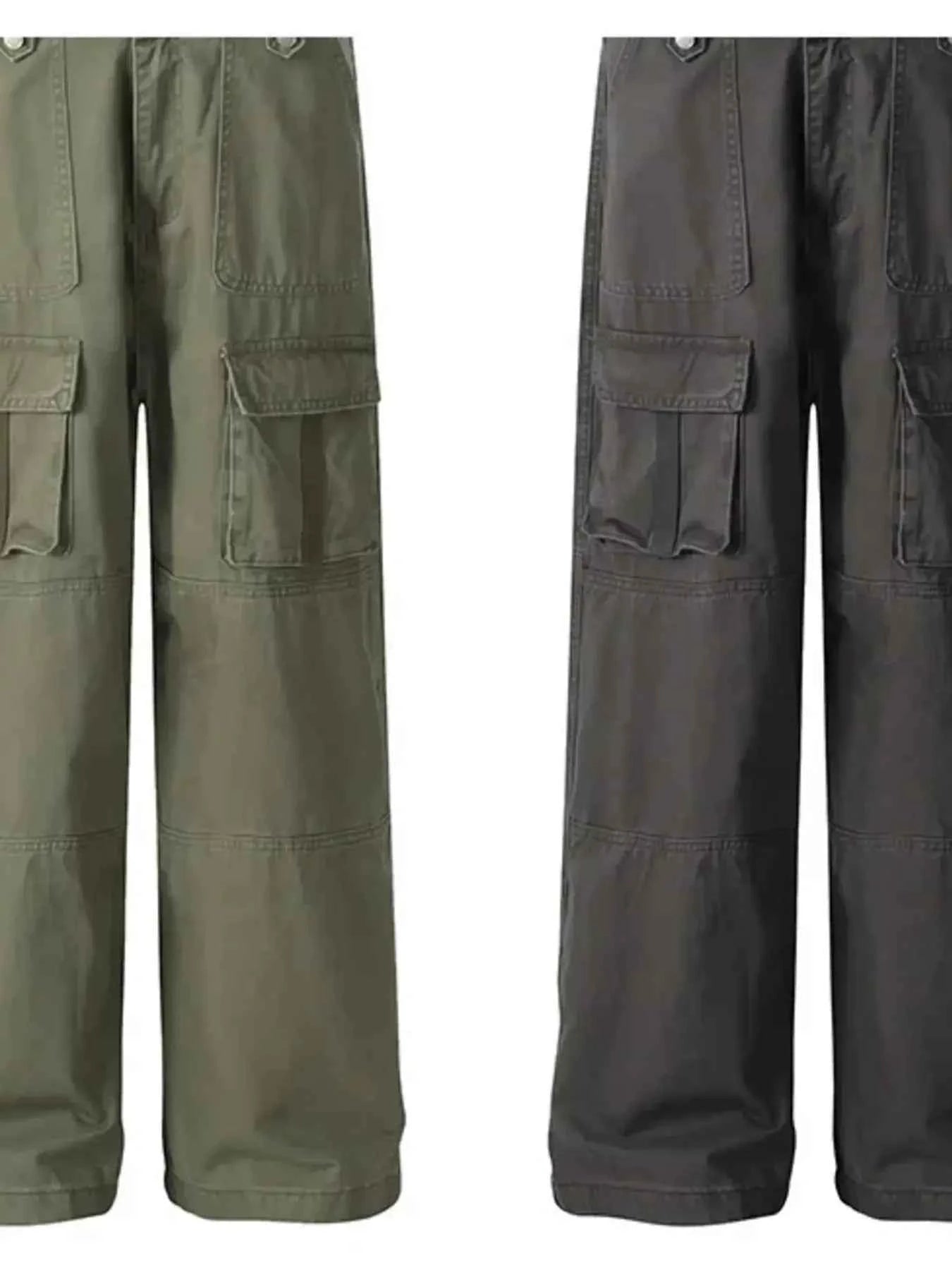 Men's Casual Cargo Wide Leg Pants with Multiple Pockets