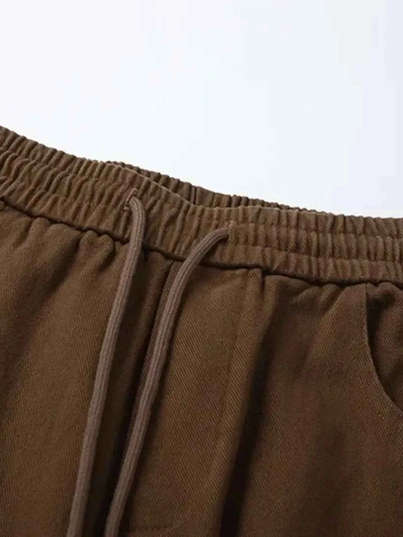 Men's Casual Cargo Drawstring Pants with Multi-Pockets