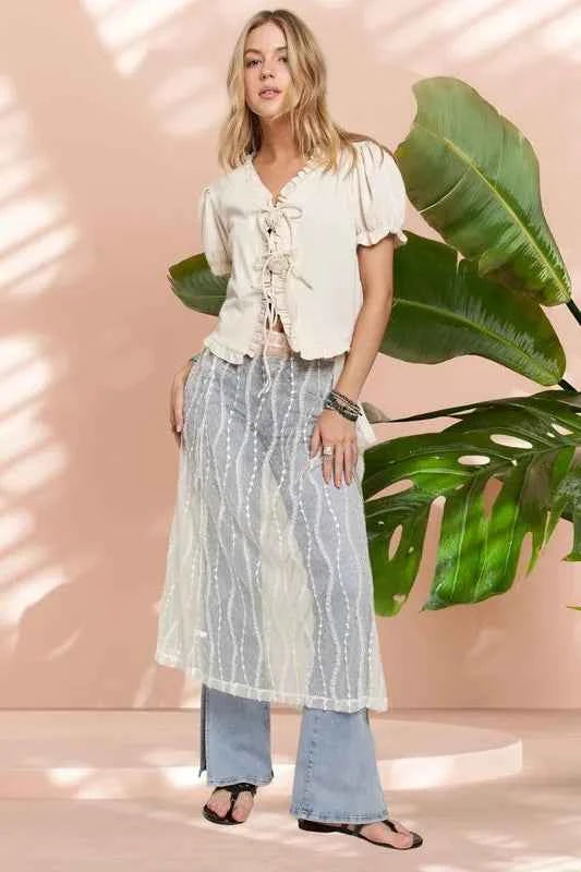 ADORA Sheer Layered Mesh Cover-Up Skirt